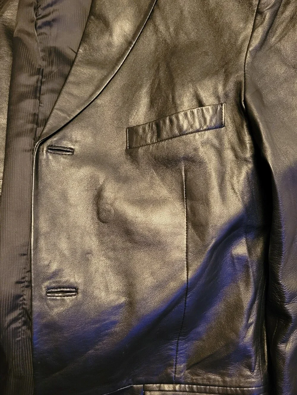 Macys Alfani Black Leather Blazer - Men's Classic Single-Breasted Jacket